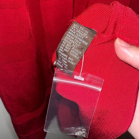 J. McLaughlin Red Knit Fit & Flare Dress Medium Stretch Nylon Rayon - Picture 7 of 7